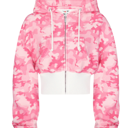 HIDDEN CULT® Pink Camo Baggy Cropped Zip hoodie