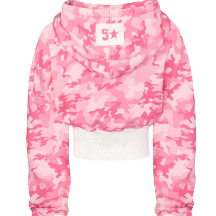HIDDEN CULT® Pink Camo Baggy Cropped Zip hoodie